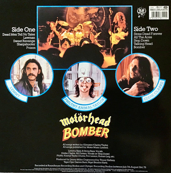 Motörhead - Bomber - Vinyl LP, Album, Limited Edition Blue Vinyl, Re-Issue, 2000, (USED VG+)