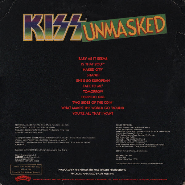 Kiss - Unmasked - 1st US 1980 Pressing - Vinyl LP, Album, Stereo (USED VG+)