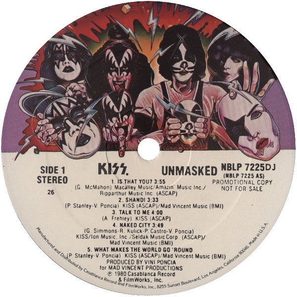 Kiss - Unmasked - 1st US 1980 Pressing - Vinyl LP, Album, Stereo (USED VG+)