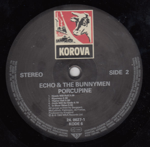 Echo & The Bunnymen – Porcupine - Vinyl LP, Album, Stereo, Europe 1983 (USED NM)
