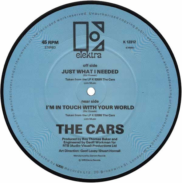 The Cars ‎– Just What I Needed / I'm In Touch With Your World - Vinyl 7", 45 RPM, Single, Picture Disc, UK 1978 (USED NM)