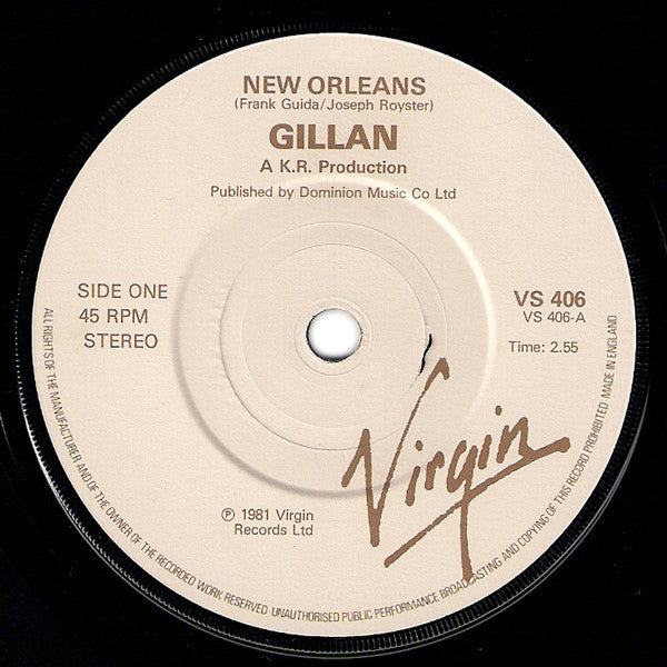 Gillan ‎– New Orleans - Vinyl 7", 45 RPM, Single, Stereo, UK 1981 (USED NM)