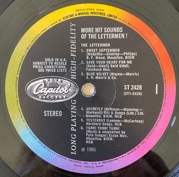 The Lettermen – More Hit Sounds Of The Lettermen! - Vinyl LP, Stereo, UK 1966 (USED VG)