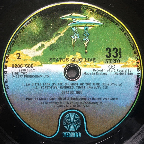 Status Quo ‎– Live - 2 × Vinyl LP, Album, Gatefold, UK 1977 (USED VG+)