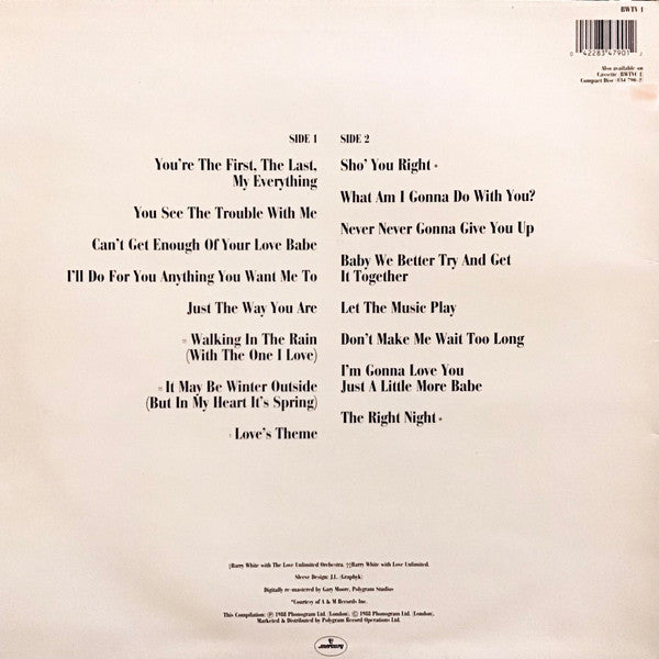 Barry White ‎– The Collection - Vinyl LP, Compilation, Remastered, UK 1988 (USED G+)