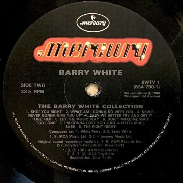 Barry White ‎– The Collection - Vinyl LP, Compilation, Remastered, UK 1988 (USED G+)