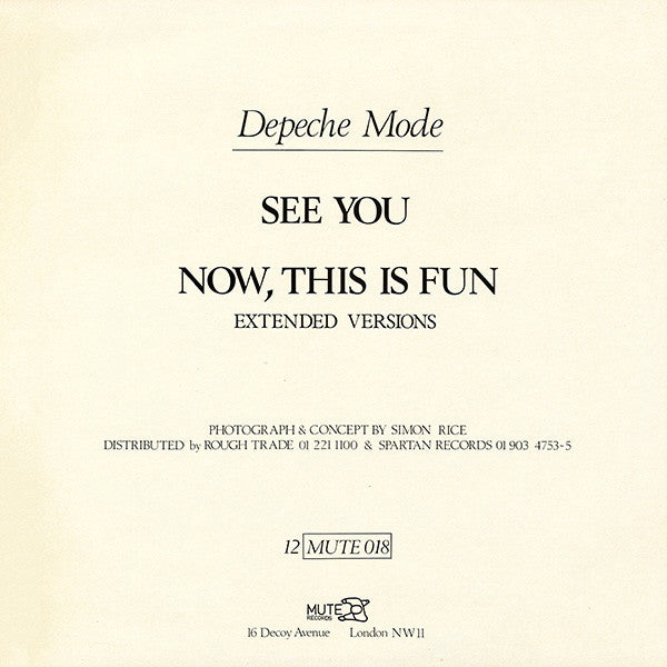 Depeche Mode ‎– See You (Extended Version) - Vinyl 12", 45 RPM, Single, UK 1982 (USED NM)