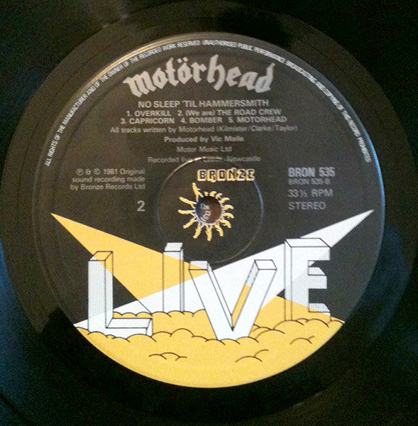 Motörhead – No Sleep 'til Hammersmith - Vinyl LP, Album, Stereo, 'Live' Labels, UK 1981 (USED VG+)