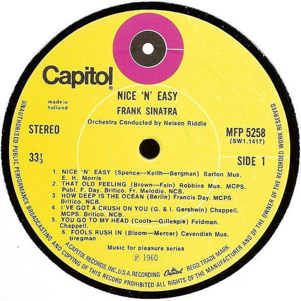 Frank Sinatra ‎- Nice 'n' Easy - Vinyl LP, Album, Reissue, UK 1972 (USED VG+)