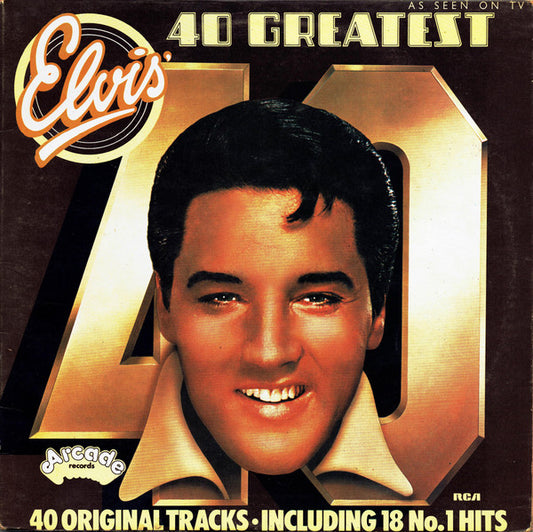 Elvis ‎– 40 Greatest Hits - 2 × Vinyl LP, Compilation, Reissue, Stereo, Mono, Gatefold, Blue Label, UK 1975 (USED VG)