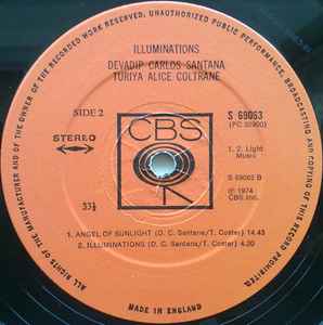 Devadip Carlos Santana, Turiya Alice Coltrane ‎– Illuminations - Vinyl LP, Album, Stereo, UK 1974 (USED VG)