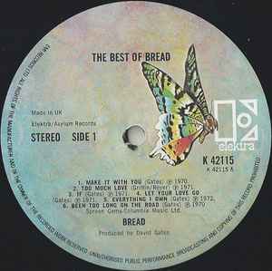 Bread ‎– The Best Of Bread - Vinyl LP, Compilation, Reissue, Stereo, Matt Sleeve, UK (USED VG+)