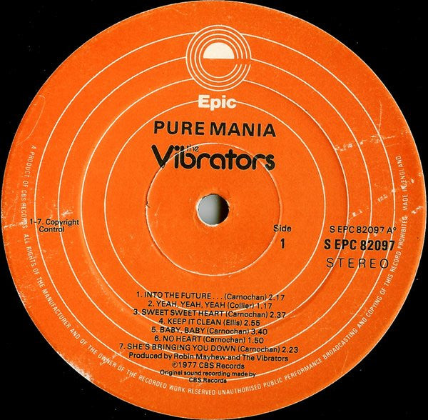 The Vibrators - Pure Mania - Vinyl LP, Album, Stereo, UK 1977 (USED VG+)