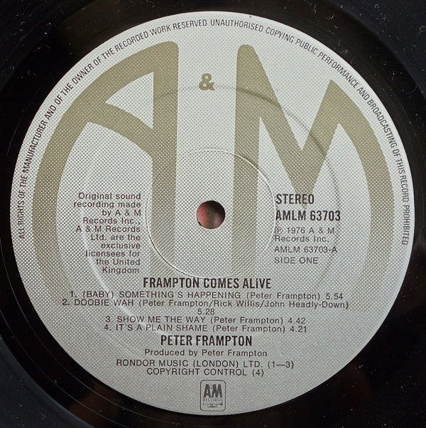 Peter Frampton - Frampton Comes Alive! - 2 x Vinyl LP, Album, Stereo, UK 1976 (USED VG+)