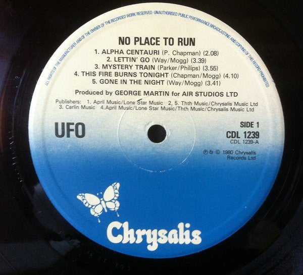 UFO - No Place To Run - Vinyl LP, Album, Yellow Title, 1980 (VG+)