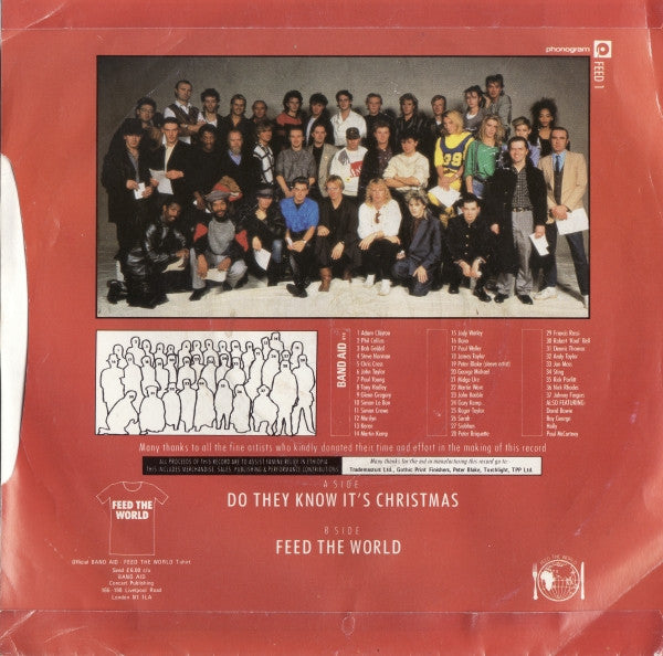 Band Aid ‎– Do They Know It's Christmas? - Vinyl 7", 45 RPM, Single, Silver Injection Labels, UK 1984 (USED VG+)
