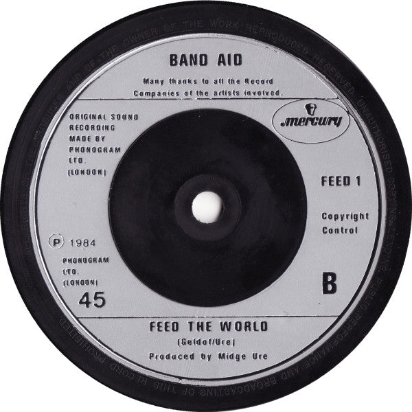 Band Aid ‎– Do They Know It's Christmas? - Vinyl 7", 45 RPM, Single, Silver Injection Labels, UK 1984 (USED VG+)