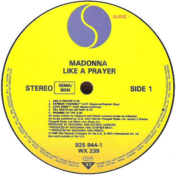 Madonna - Like A Prayer - Vinyl LP, Album, DMM, 1989 (USED VG+)