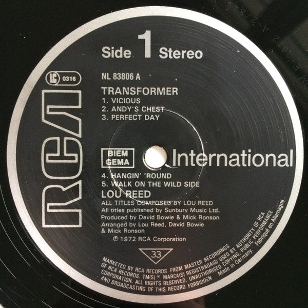 Lou Reed – Transformer - Vinyl LP, Album, Reissue, Stereo, UK 1984 (USED VG+)