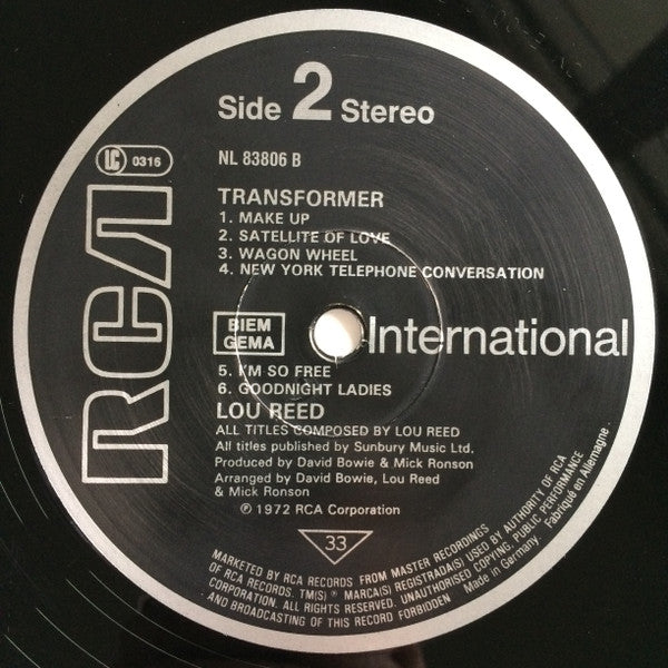 Lou Reed – Transformer - Vinyl LP, Album, Reissue, Stereo, UK 1984 (USED VG+)