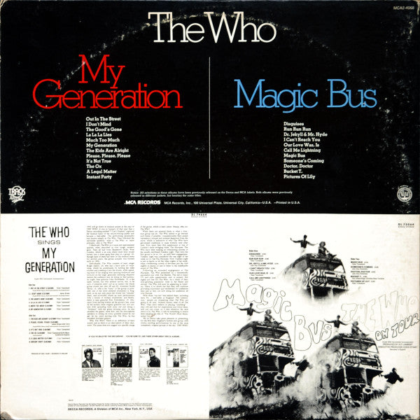 The Who - Magic Bus / The Who Sings My Generation - 2x Vinyl LP, Album, Compilation, Gatefold, 1974 (USED VG+)