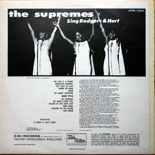 The Supremes - The Supremes Sing Rodgers & Hart - Vinyl LP, Album, Reissue, Stereo, UK 1969 (USED VG+)