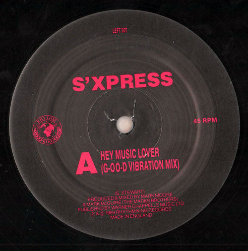 S'Xpress ‎– Hey Music Lover - Vinyl 12", 45 RPM, Single, UK 1989 (USED VG)