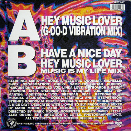 S'Xpress ‎– Hey Music Lover - Vinyl 12", 45 RPM, Single, UK 1989 (USED VG)