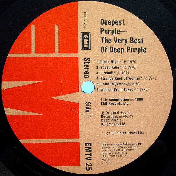 Deep Purple ‎– Deepest Purple : The Very Best Of Deep Purple - Vinyl LP, Compilation, Stereo, UK 1980 (USED NM)