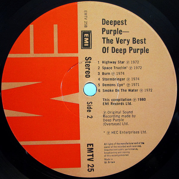 Deep Purple ‎– Deepest Purple : The Very Best Of Deep Purple - Vinyl LP, Compilation, Stereo, UK 1980 (USED NM)
