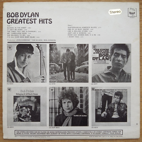 Bob Dylan - Greatest Hits - Vinyl LP, Compilation, Stereo, UK 1966 (USED VG)