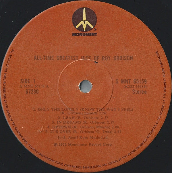 Roy Orbison ‎– The All-Time Greatest Hits Of Roy Orbison - 2 × Vinyl LP, Compilation, Stereo, Gatefold (USED VG+)