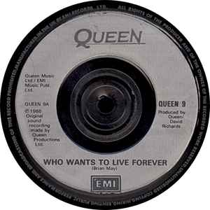 Queen ‎– Who Wants To Live Forever - Vinyl 7", 45 RPM, Single, Paper Sleeve, UK 1986 (USED VG+)