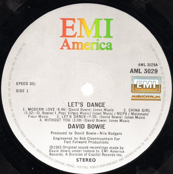 David Bowie - Let's Dance - Vinyl LP, Album, Stereo, 1983 (USED VG+)