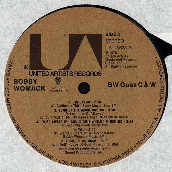 Bobby Womack - BW Goes C & W - Vinyl LP, Album, US 1976 (USED VG+)