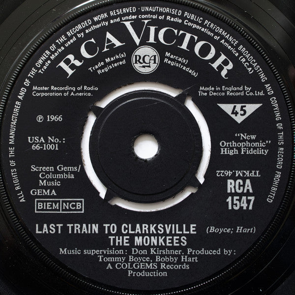 The Monkees ‎– Last Train To Clarksville - Vinyl 7", 45 RPM, Single, UK 1966 (USED VG+)