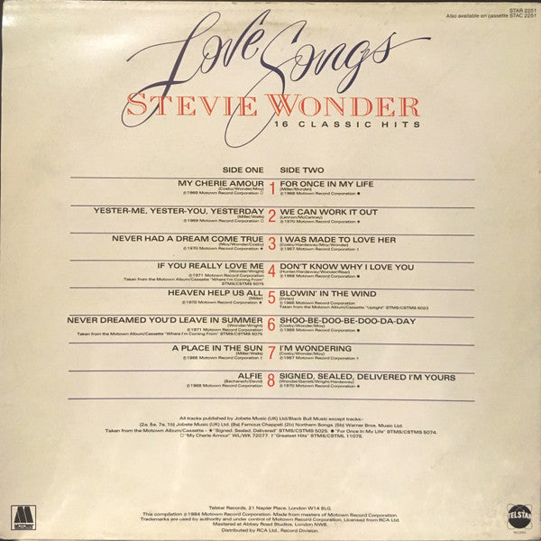 Stevie Wonder ‎- Love Songs - Vinyl LP, Compilation, UK 1984 (USED NM)
