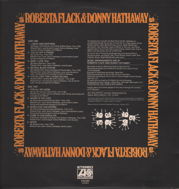Roberta Flack & Donny Hathaway ‎– Roberta Flack & Donny Hathaway - Vinyl LP, Album, Gatefold Sleeve, UK 1972 (USED VG+)