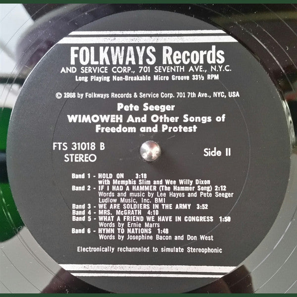 Pete Seeger ‎– Wimoweh And Other Songs Of Freedom And Protest - Vinyl, LP, Compilation, US 1968 (USED 1968)
