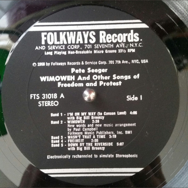 Pete Seeger ‎– Wimoweh And Other Songs Of Freedom And Protest - Vinyl, LP, Compilation, US 1968 (USED 1968)