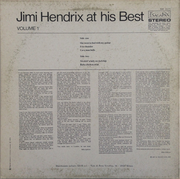 Jimi Hendrix – Jimi Hendrix At His Best (Volume 1) - Vinyl LP, Compilation, Italy 1972 (USED M)