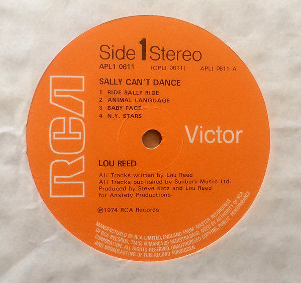 Lou Reed ‎- Sally Can't Dance - Vinyl LP, Album, Stereo UK 1974 (USED VG+)