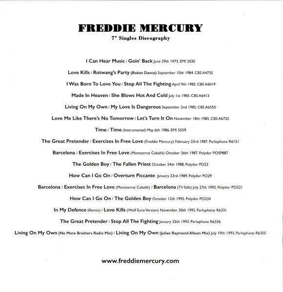 Freddie Mercury – Messenger Of The Gods (The Singles) - Box Set, Compilation, 13 x Limited Edition Coloured Vinyl 7", Singles, Reissue (NEW SEALED)