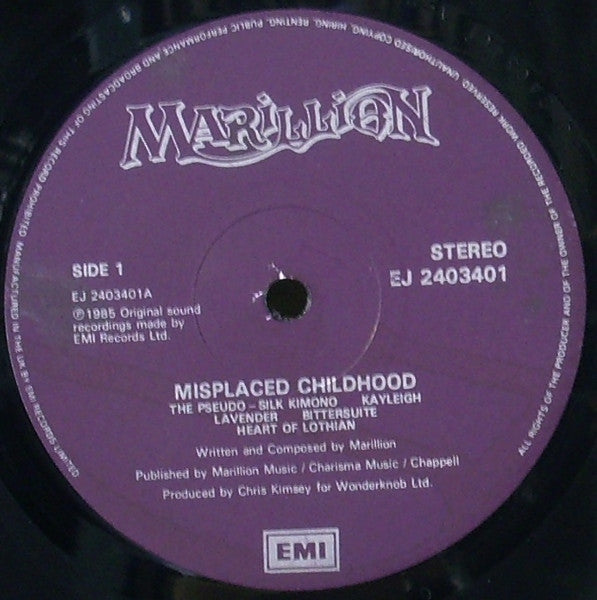 Marillion - Misplaced Childhood - Vinyl LP, Album, Stereo, Purple Labels, UK 1985 (USED VG)