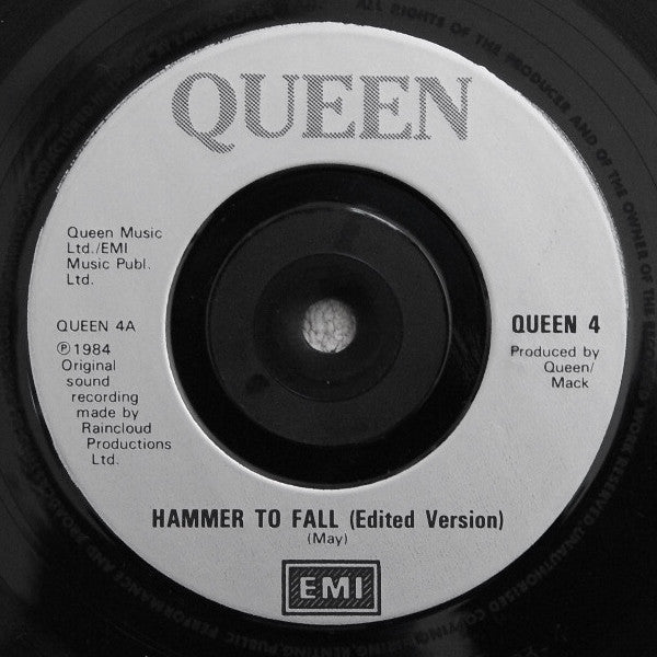 Queen ‎- Hammer To Fall - Vinyl 7", 45 RPM, Single, Stereo, UK 1984 (USED VG+)