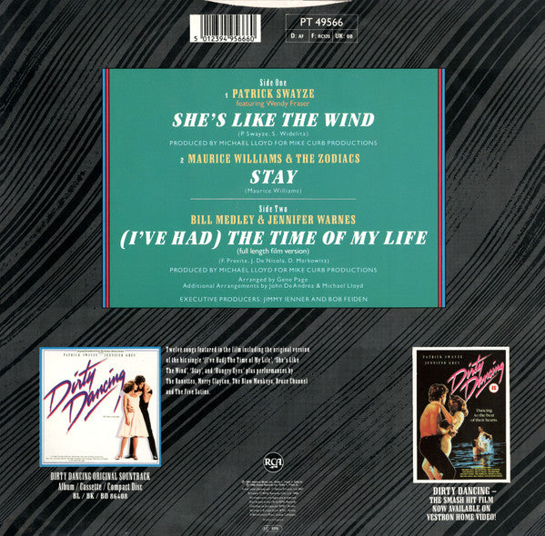 Patrick Swayze featuring Wendy Fraser ‎– She's Like The Wind - Vinyl 12", 45 RPM, Single, Stereo, Mono, 1988 (USED VG)