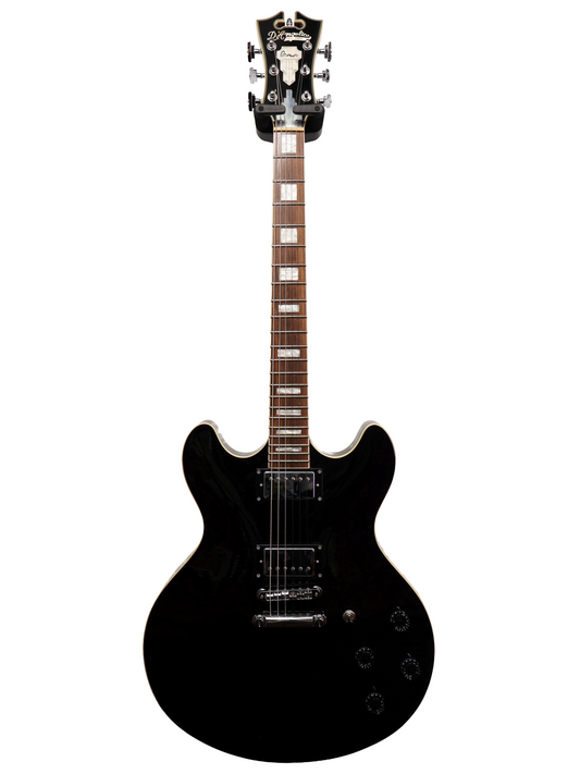 D'Angelico Premier DC Semi-Hollow, Stop-Bar, No F Holes, Black (2017)