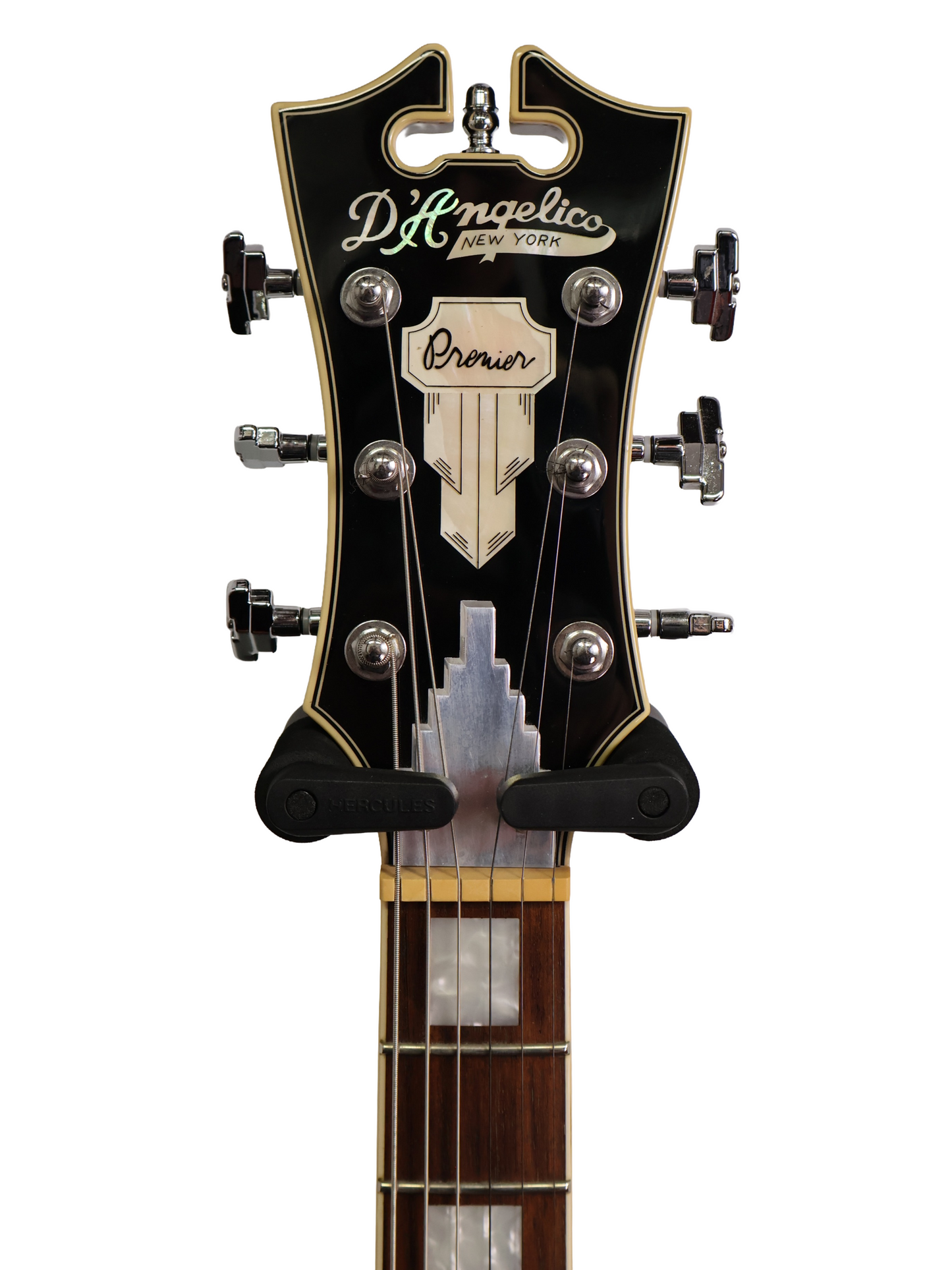 D'Angelico Premier DC Semi-Hollow, Stop-Bar, No F Holes, Black (2017)