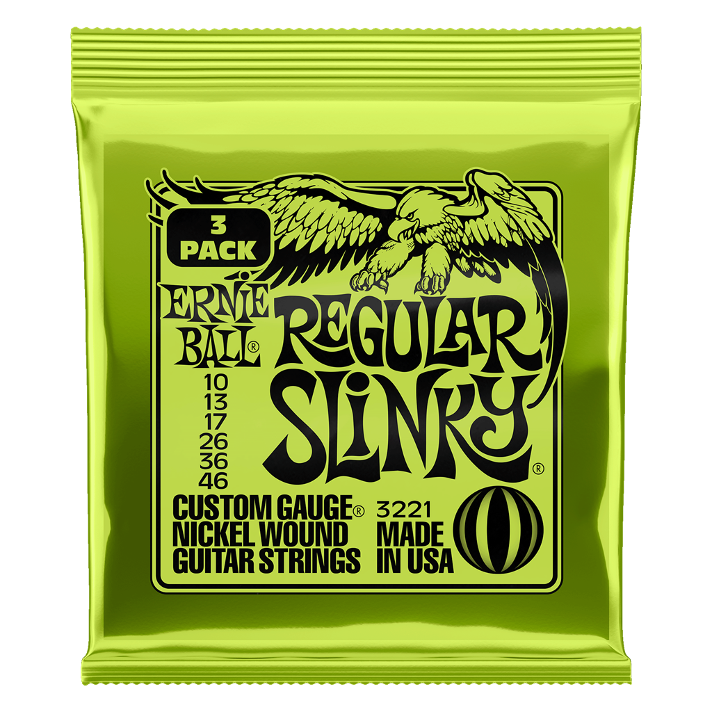 Ernie Ball Regular Slinky Guitar Strings, 10-46, 3-Pack