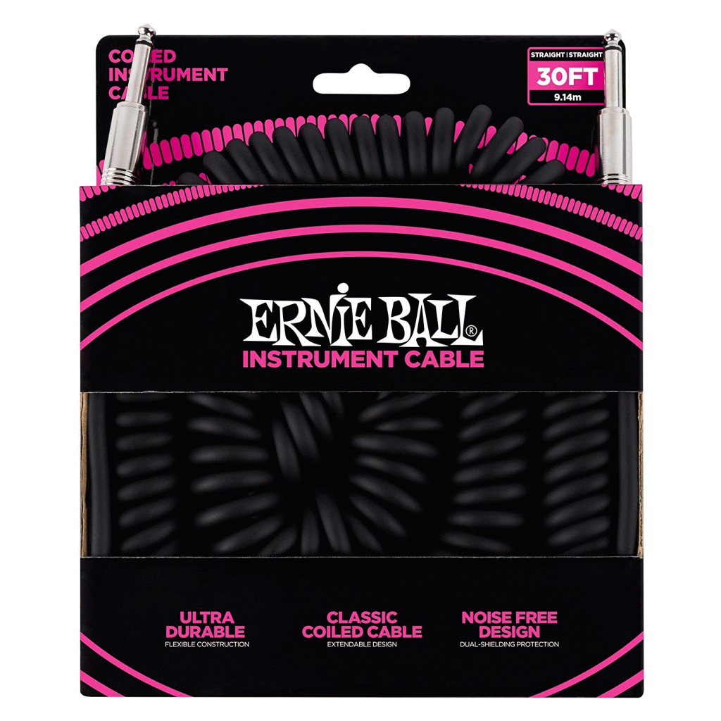 Ernie Ball Coil Instrument Cable Straight/Straight 30ft, Black